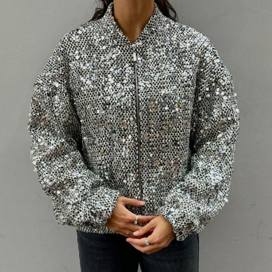 Silberne Glitzerjacke