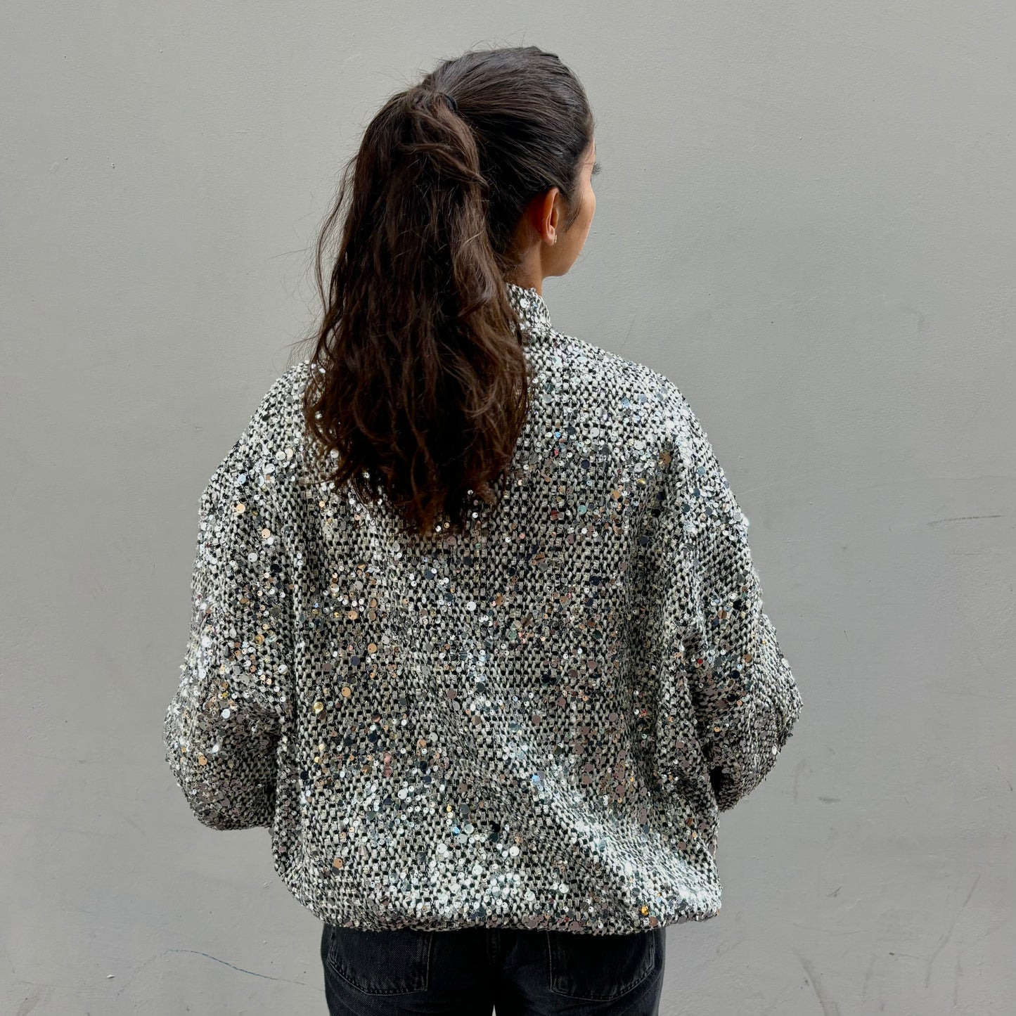 Silberne Glitzerjacke