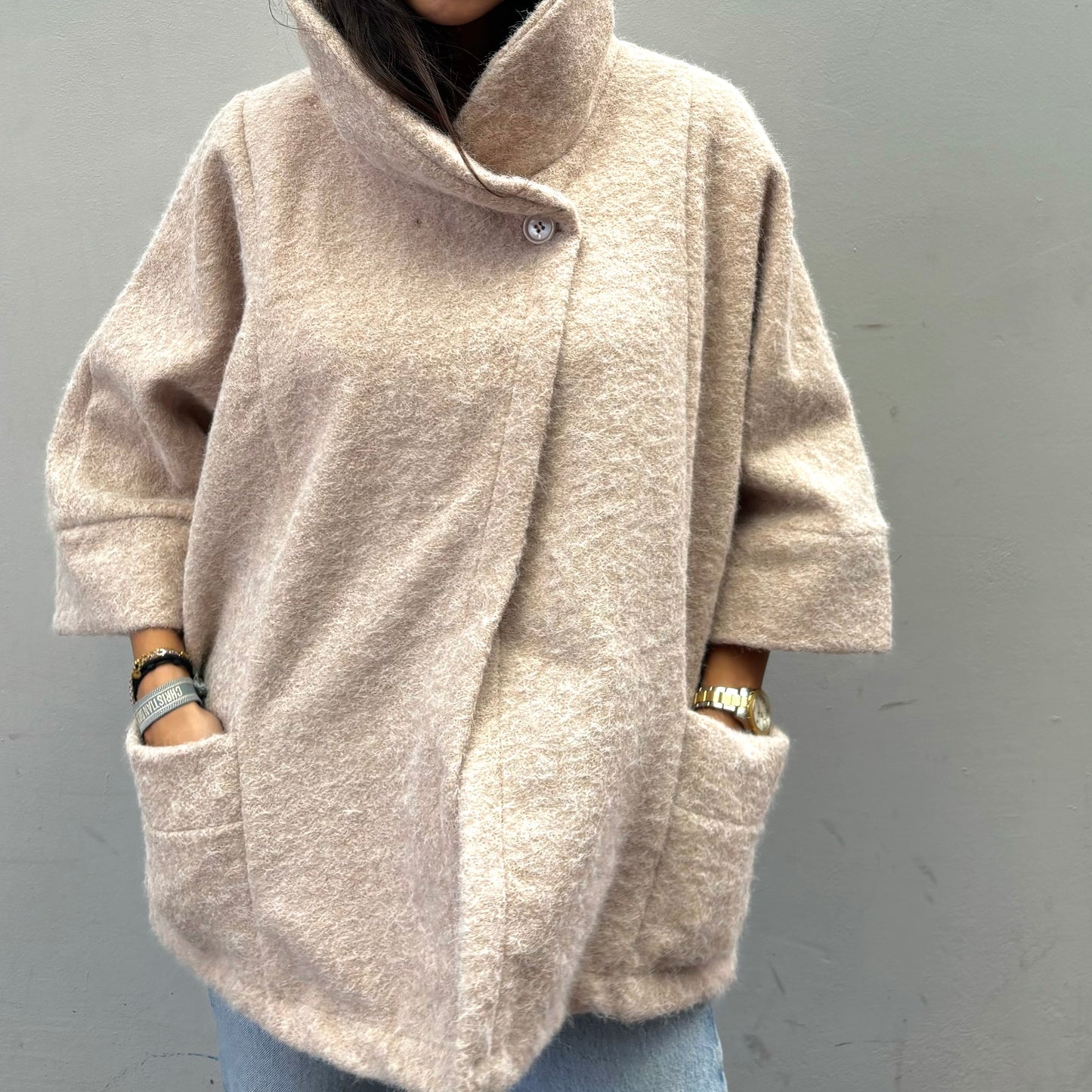 Beige Wool Cocoon Jacket