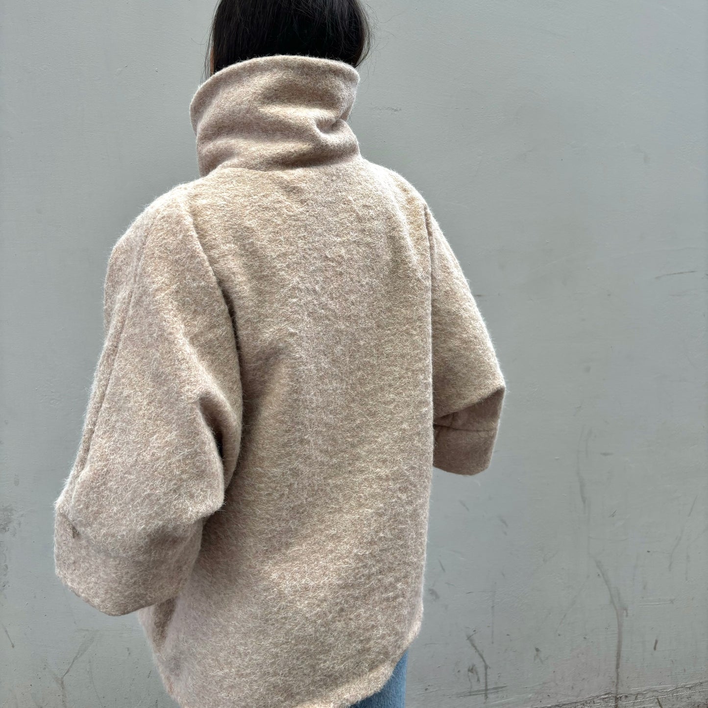 Beige Wool Cocoon Jacket