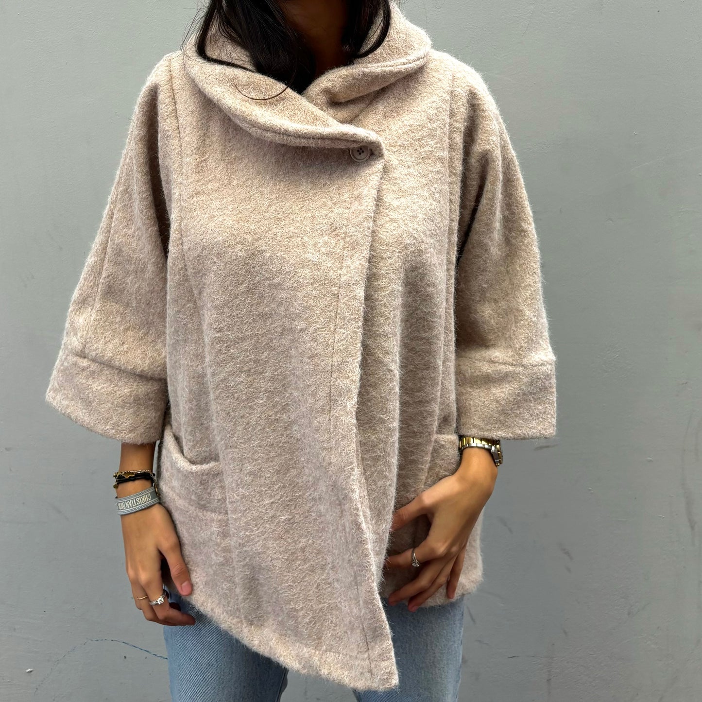 Beige Wool Cocoon Jacket